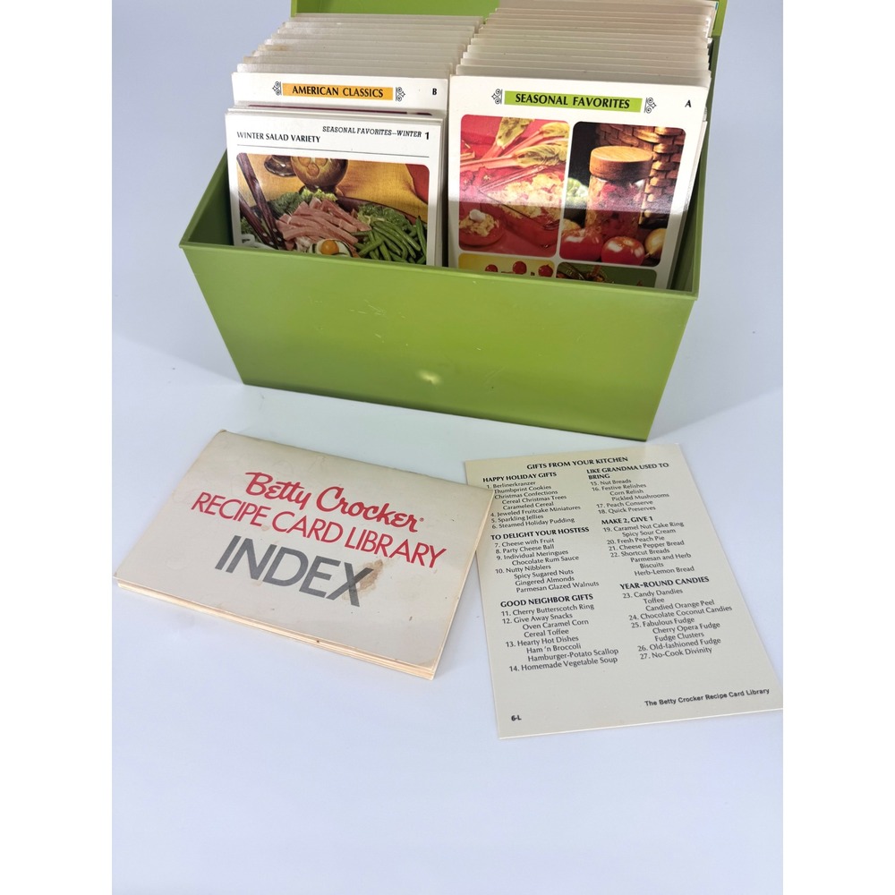 Vintage 1971 Betty Crocker Recipe Card Library COMPLETE 672 Cards Green Box - Picture 5 of 14
